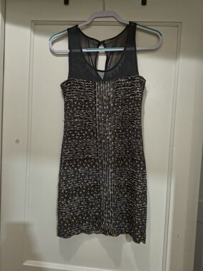 Free People Black Mesh Yoke Floral Mini Dress